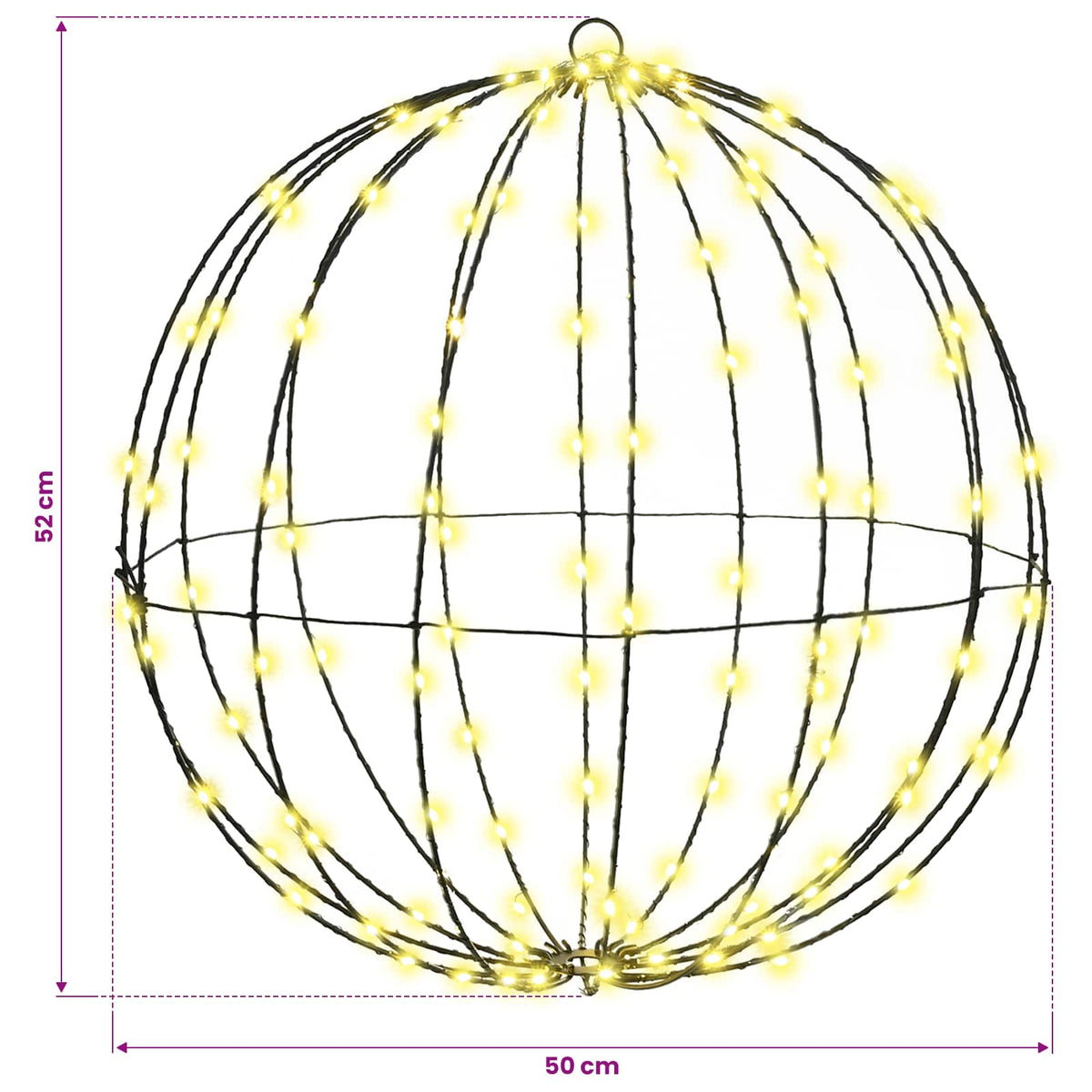 Lopta 2 kom. Topla bijela 50 x 50 x 52 cm Metal 320 LED lampica