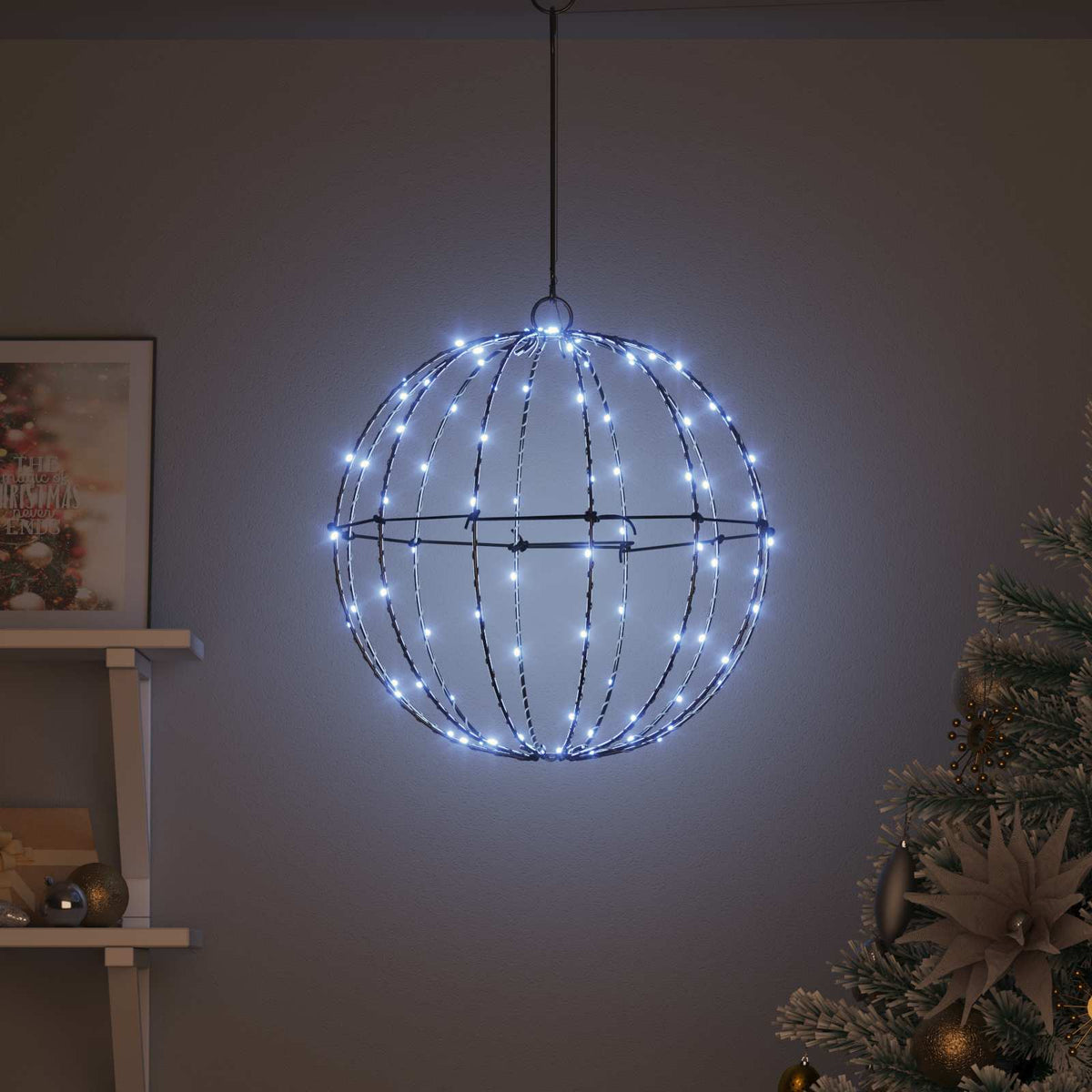 Lopta Hladna bijela 40 x 40 x 42 cm Metal 120 LED lampica