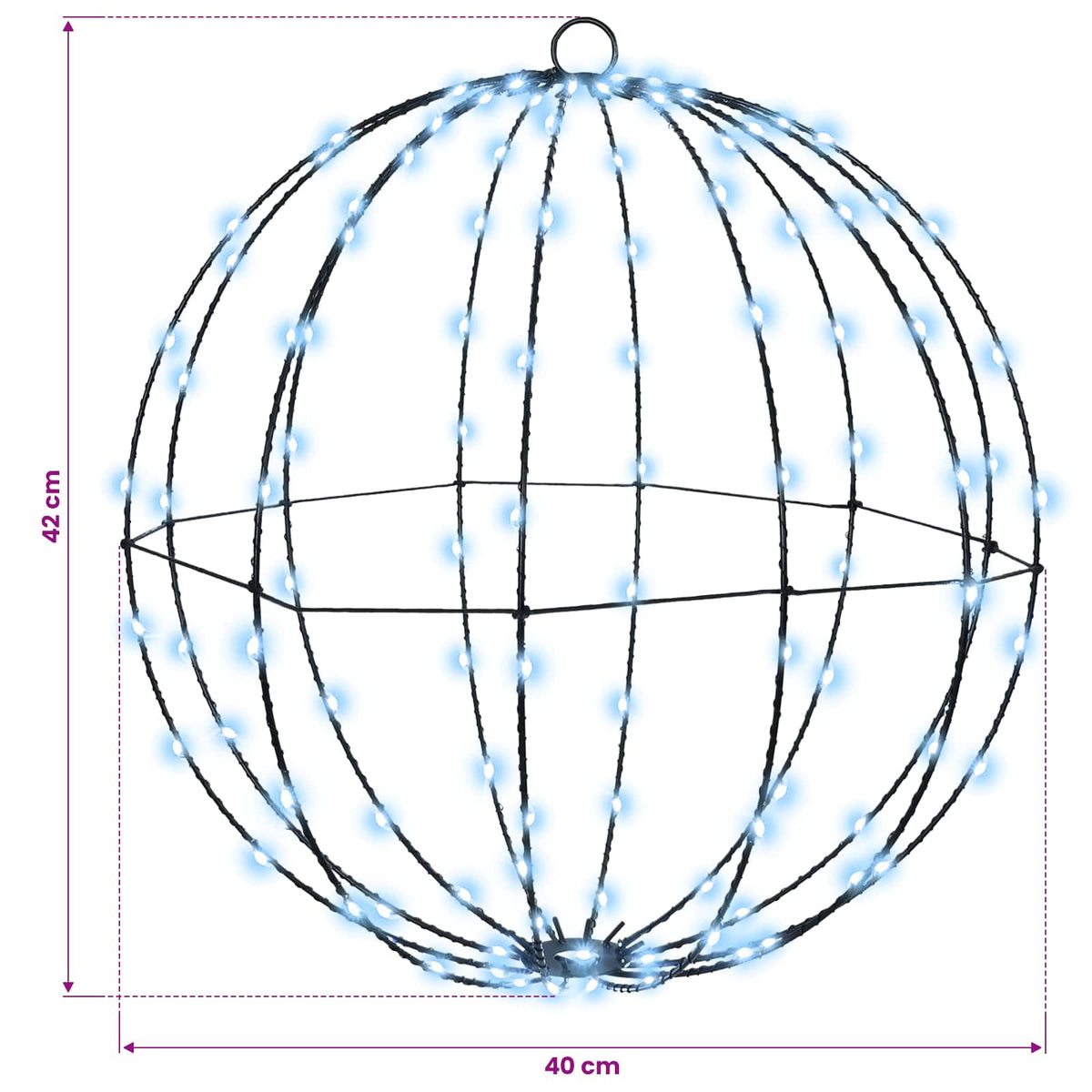 Lopta Hladna bijela 40 x 40 x 42 cm Metal 120 LED lampica
