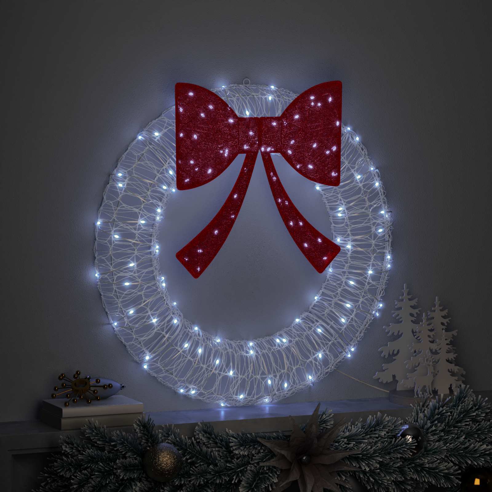Vijenac s 60 LED svjetlima Hladna bijela 76 x 76 x 8,5 cm Akril