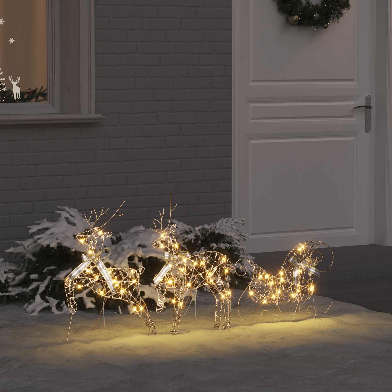 LED Riječni jeleni s 60 LED svjetlima 3 pcs Topla bijela PET
