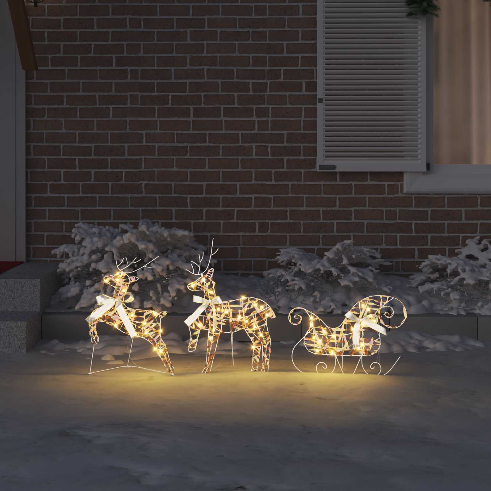 LED Riječni jeleni s 60 LED svjetlima 3 pcs Topla bijela PET
