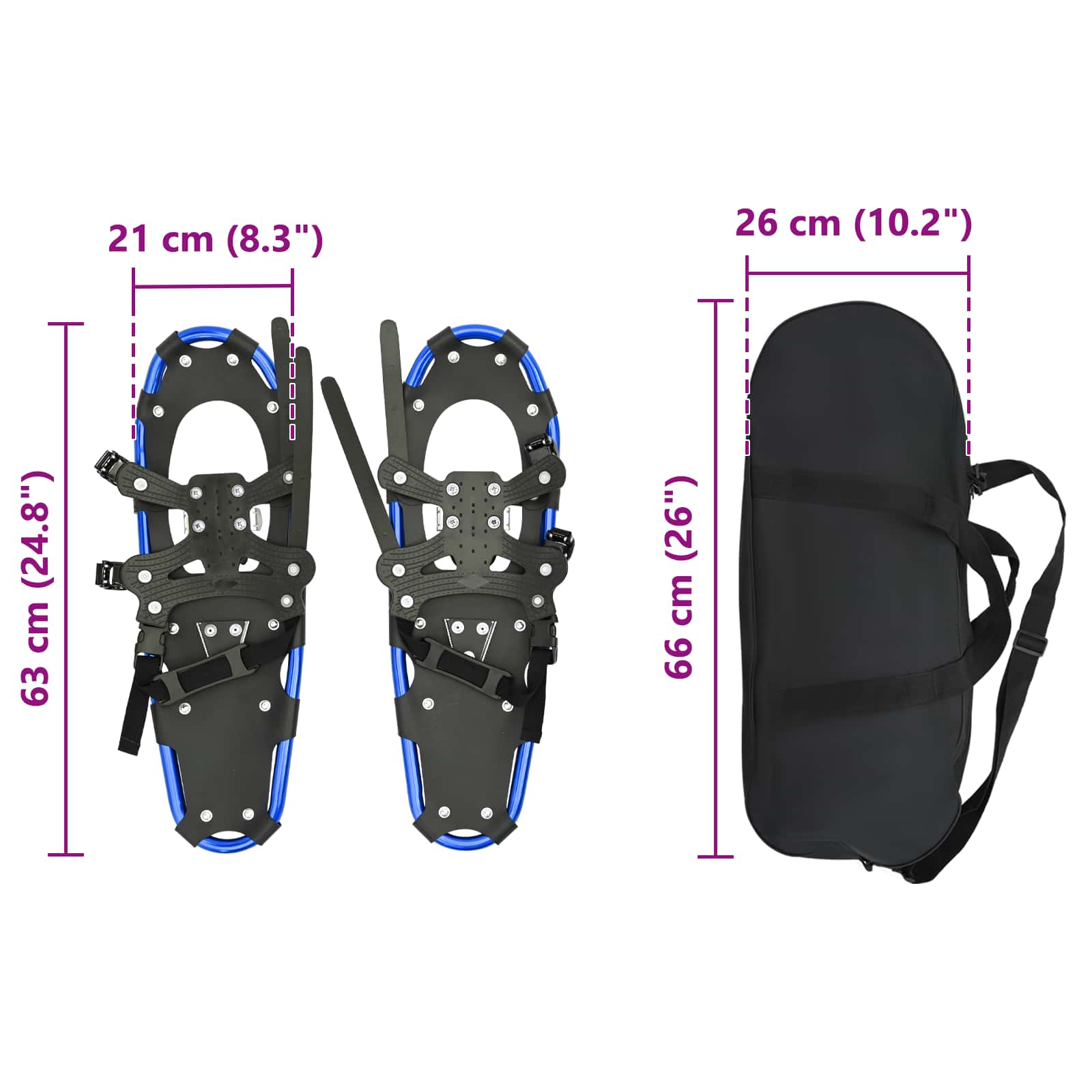 3 u 1 snježne krplje Plava i crna 63 x 21 cm Aluminij i HDPE