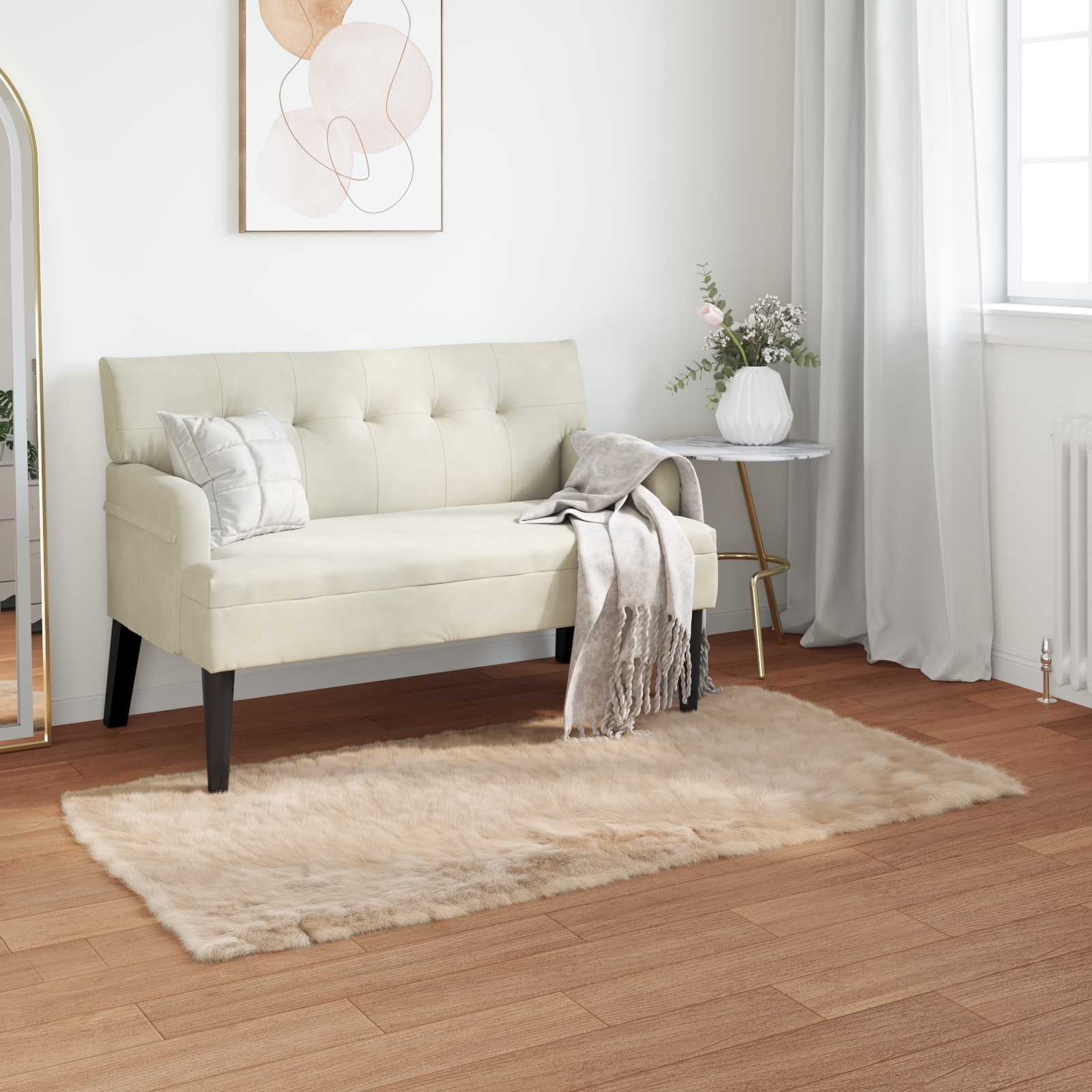 Tepih od umjetne ovčje kože TAFALLA Bež 80 x 150 cm Poliester