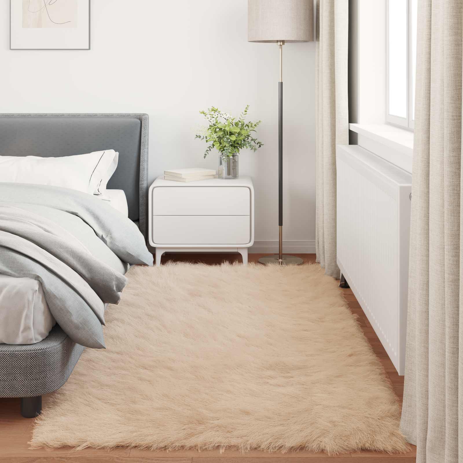 Tepih od umjetne ovčje kože TAFALLA Bež 80 x 200 cm Poliester