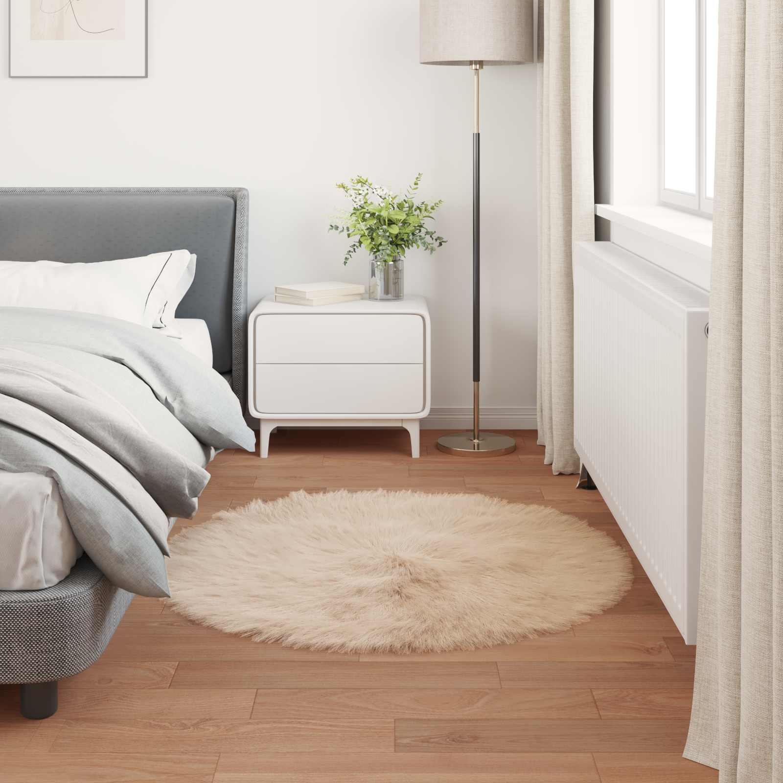 Tepih od umjetne ovčje kože TAFALLA Bež Ø 120 cm Poliester