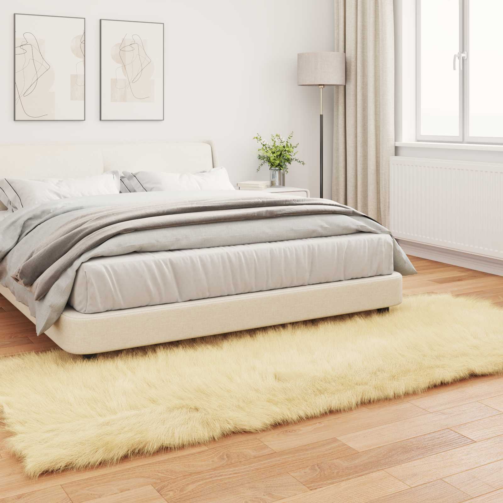 Tepih od umjetne ovčje kože TAFALLA Krem 80 x 250 cm Poliester