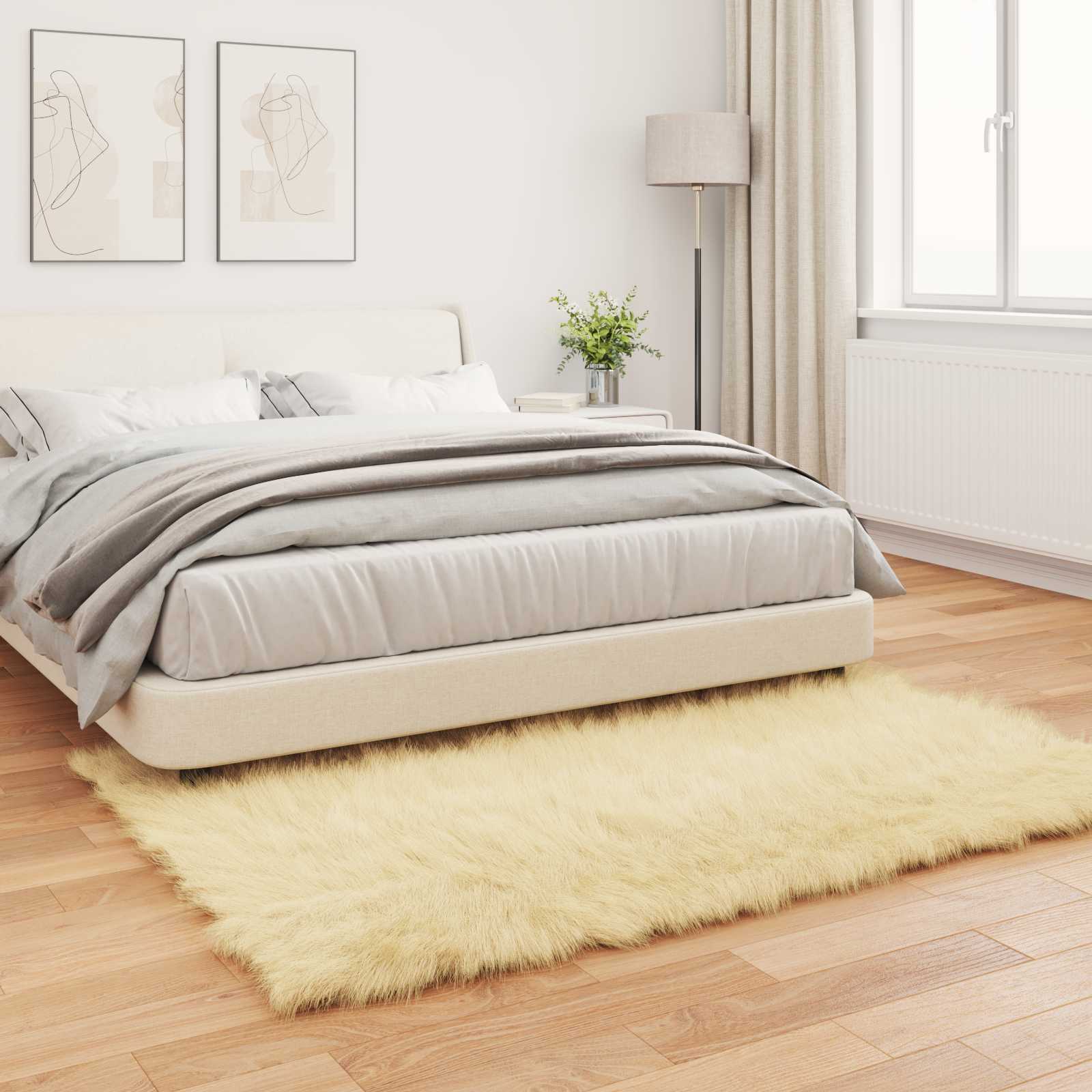 Tepih od umjetne ovčje kože TAFALLA Krem 120 x 170 cm Poliester