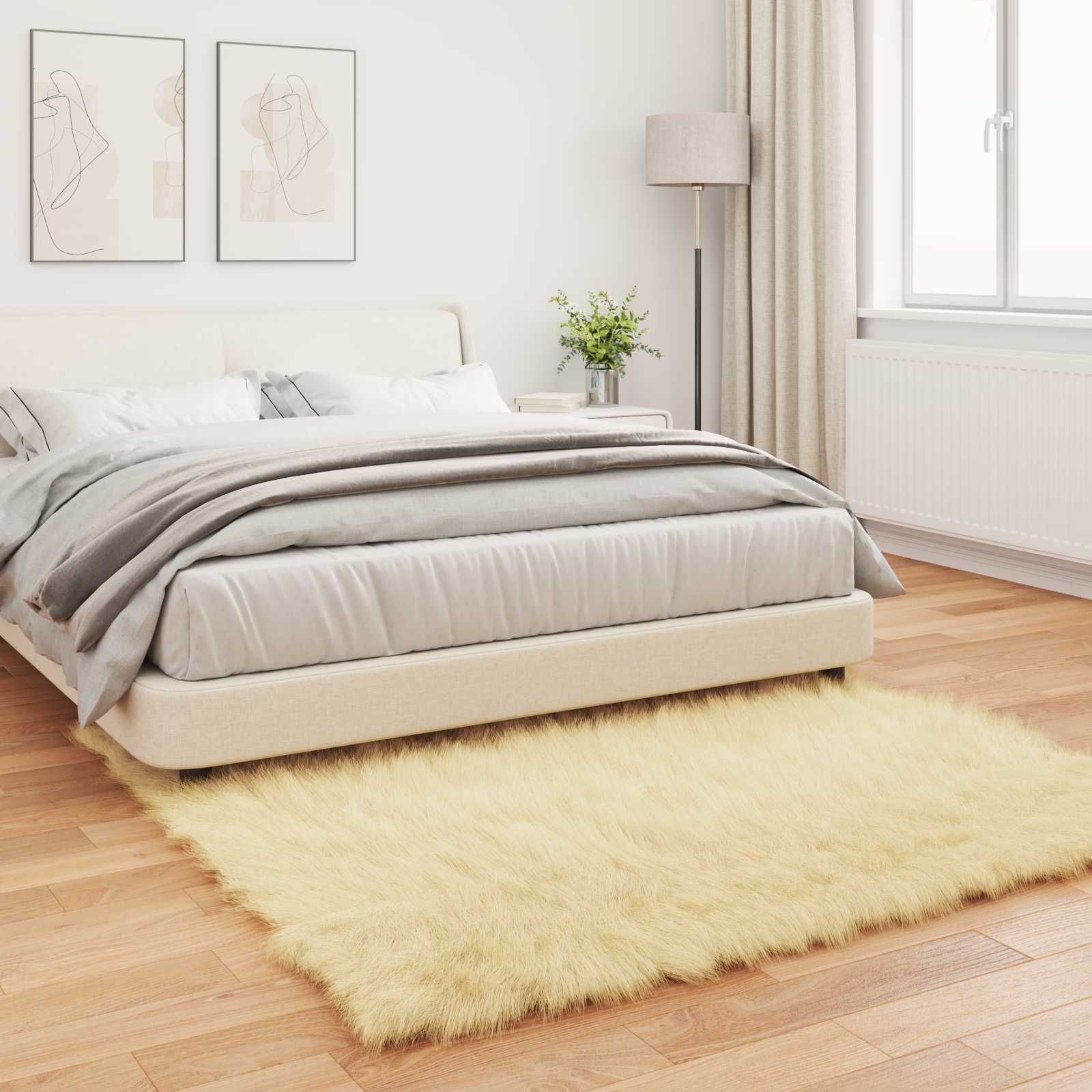 Tepih od umjetne ovčje kože TAFALLA Krem 120 x 120 cm Poliester