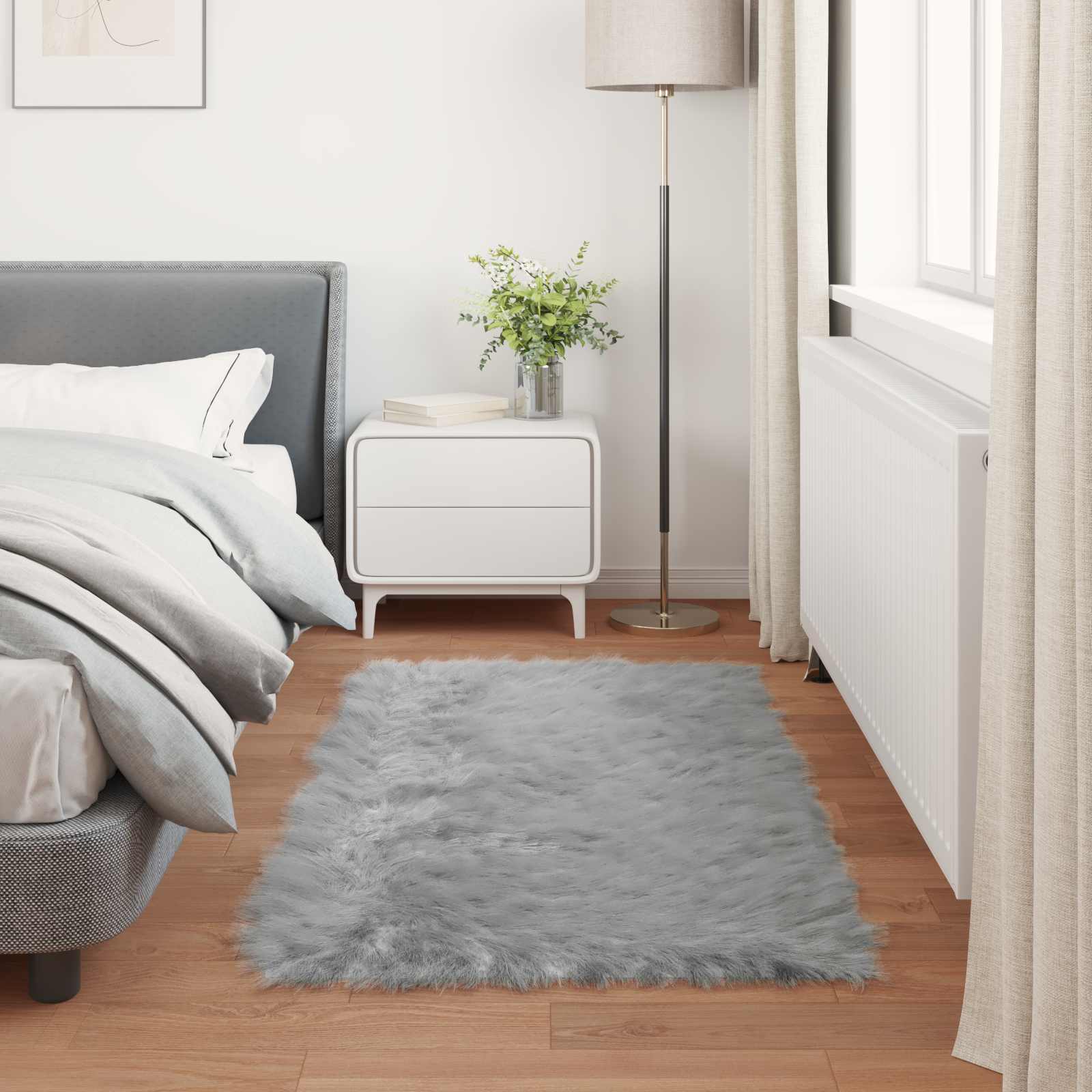 Tepih od umjetne ovčje kože TAFALLA Siva 60 x 110 cm Poliester
