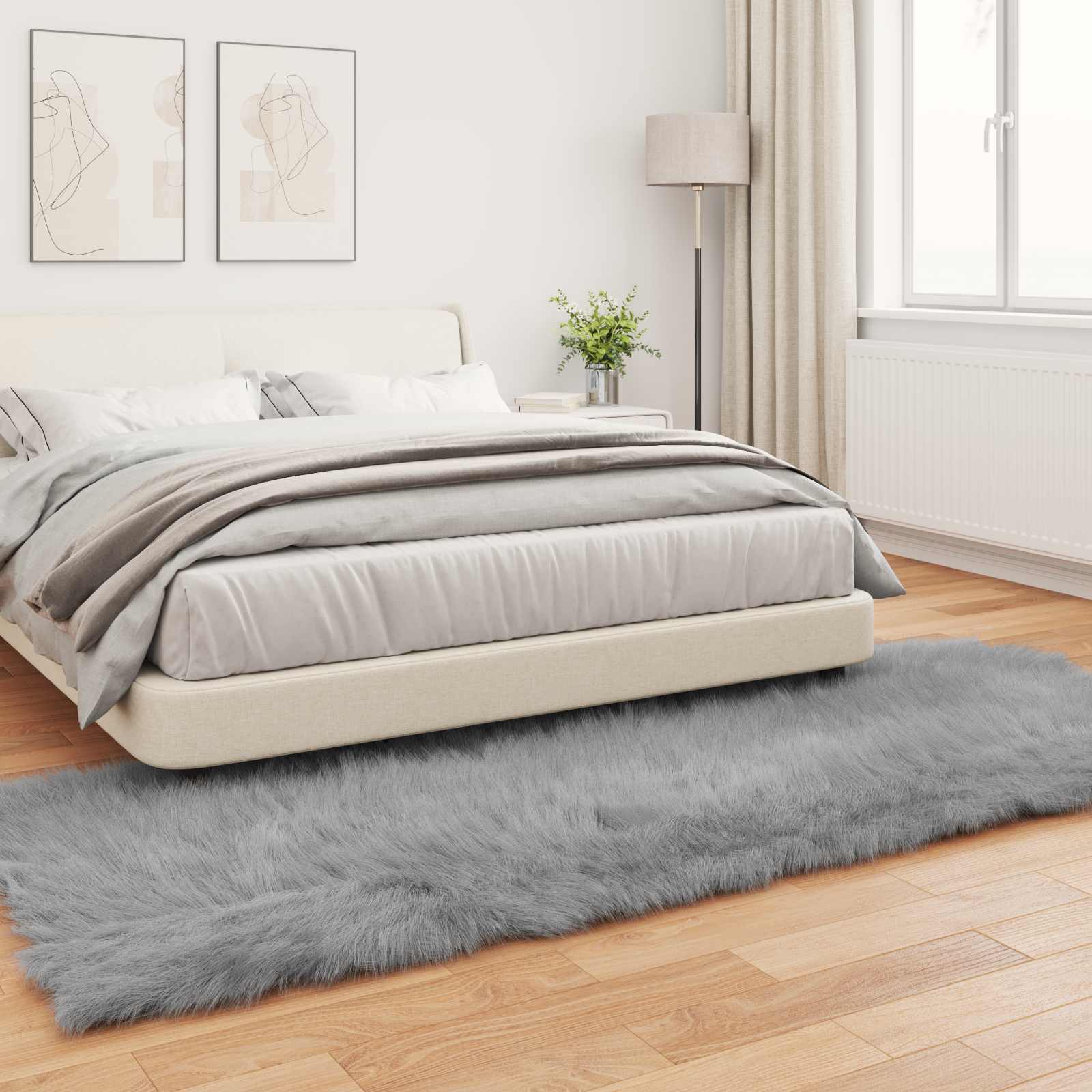Tepih od umjetne ovčje kože TAFALLA Siva 80 x 250 cm Poliester