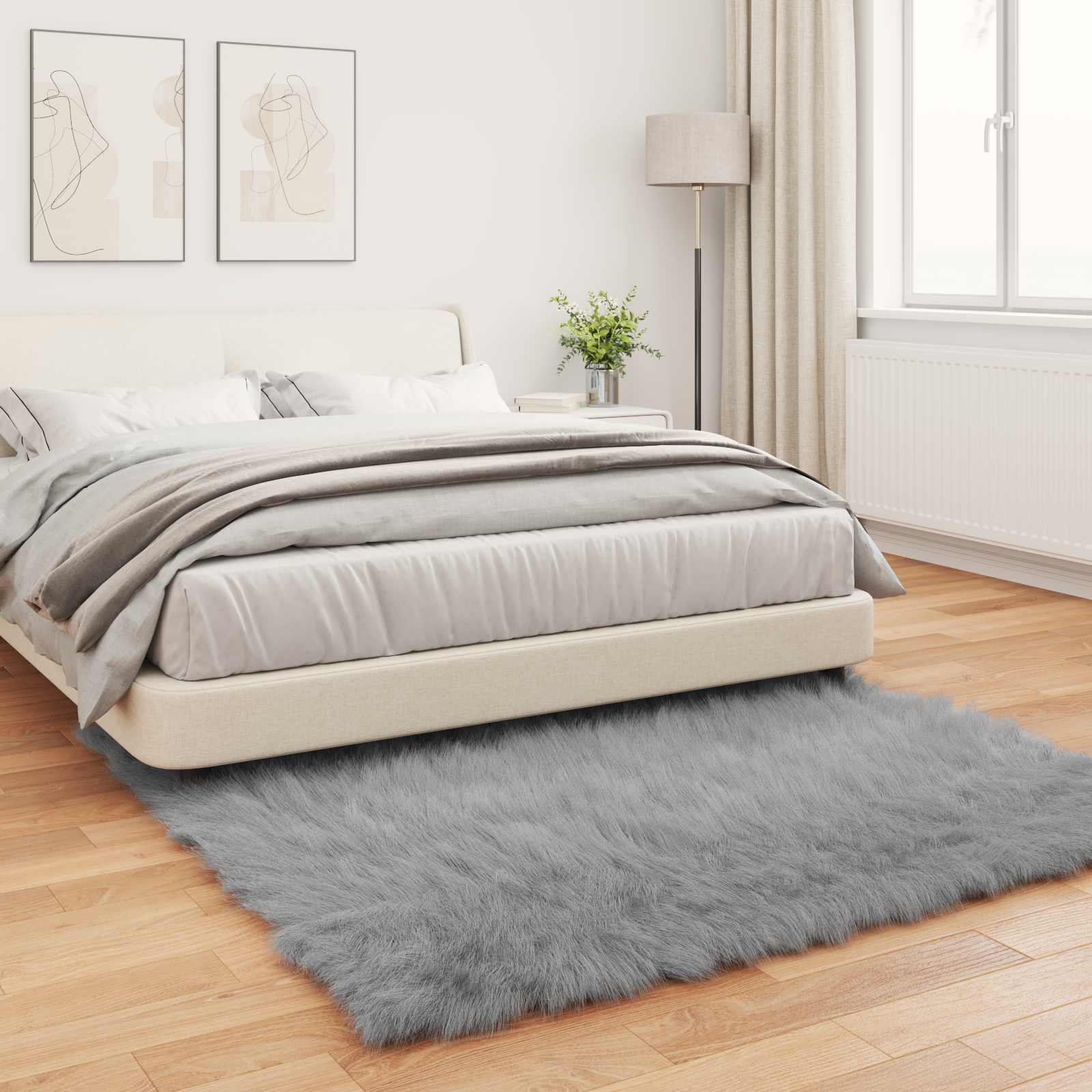 Tepih od umjetne ovčje kože TAFALLA Siva 120 x 120 cm Poliester