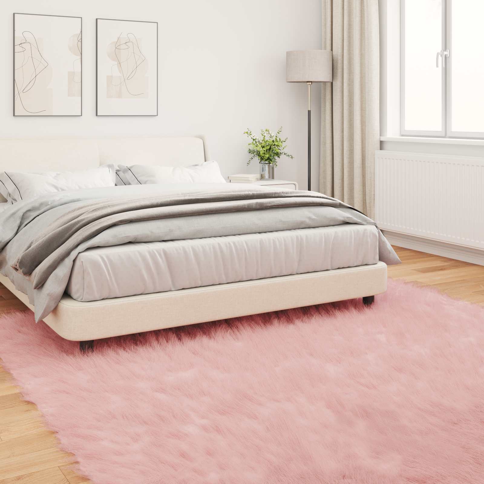 Tepih od umjetne ovčje kože TAFALLA Ružičasta 200 x 200 cm