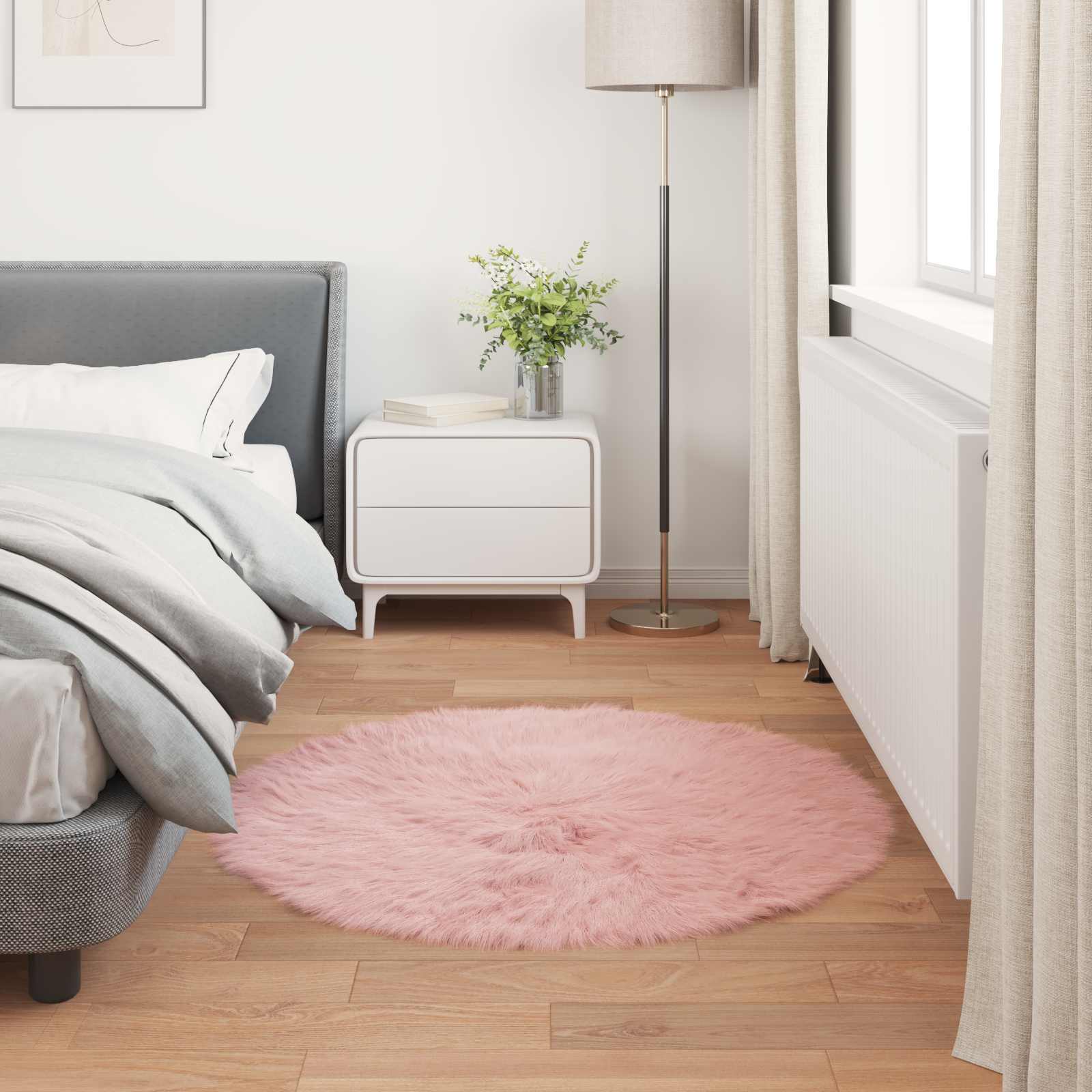 Tepih od umjetne ovčje kože TAFALLA Ružičasta Ø 80 cm Poliester