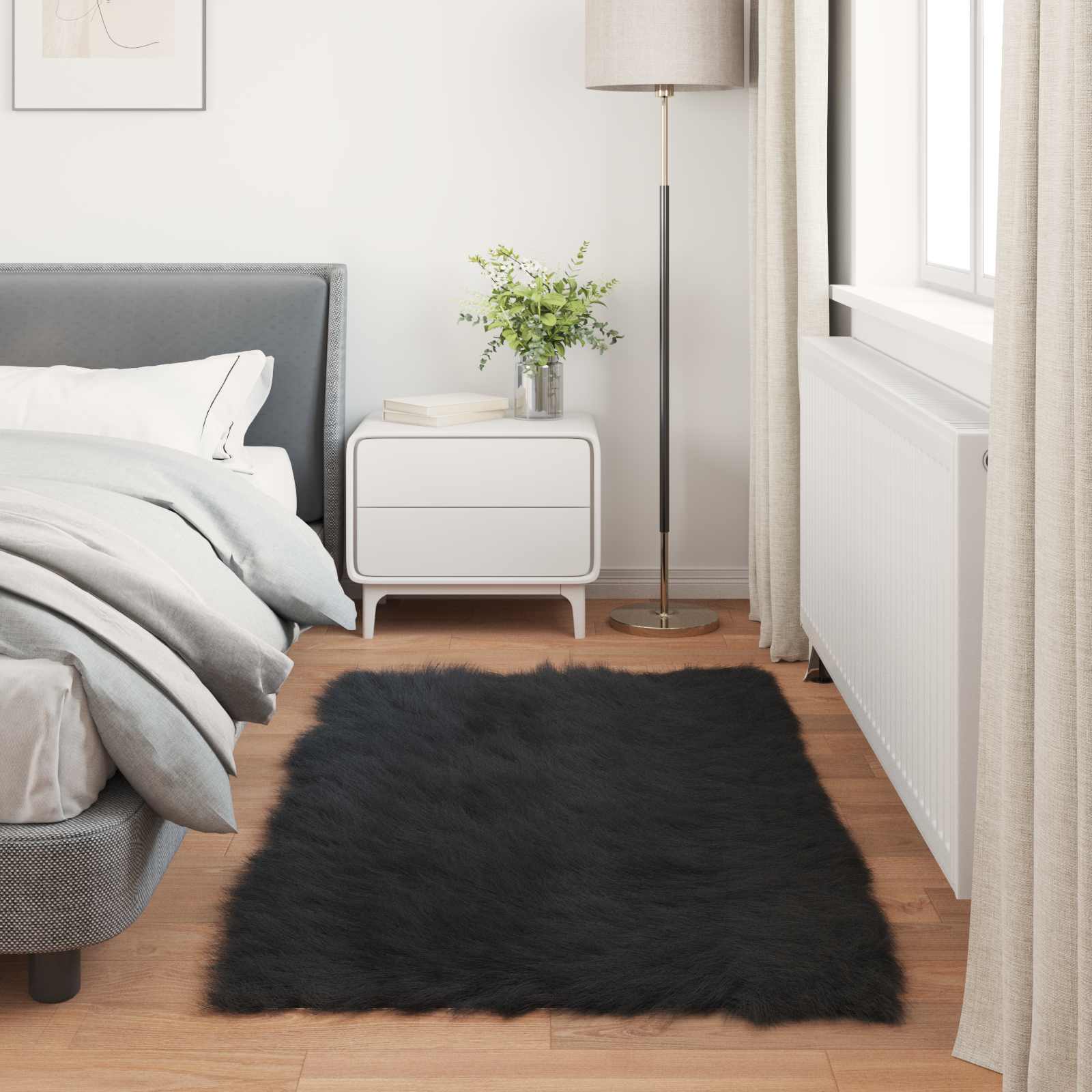 Tepih od umjetne ovčje kože TAFALLA Crna 60 x 110 cm Poliester