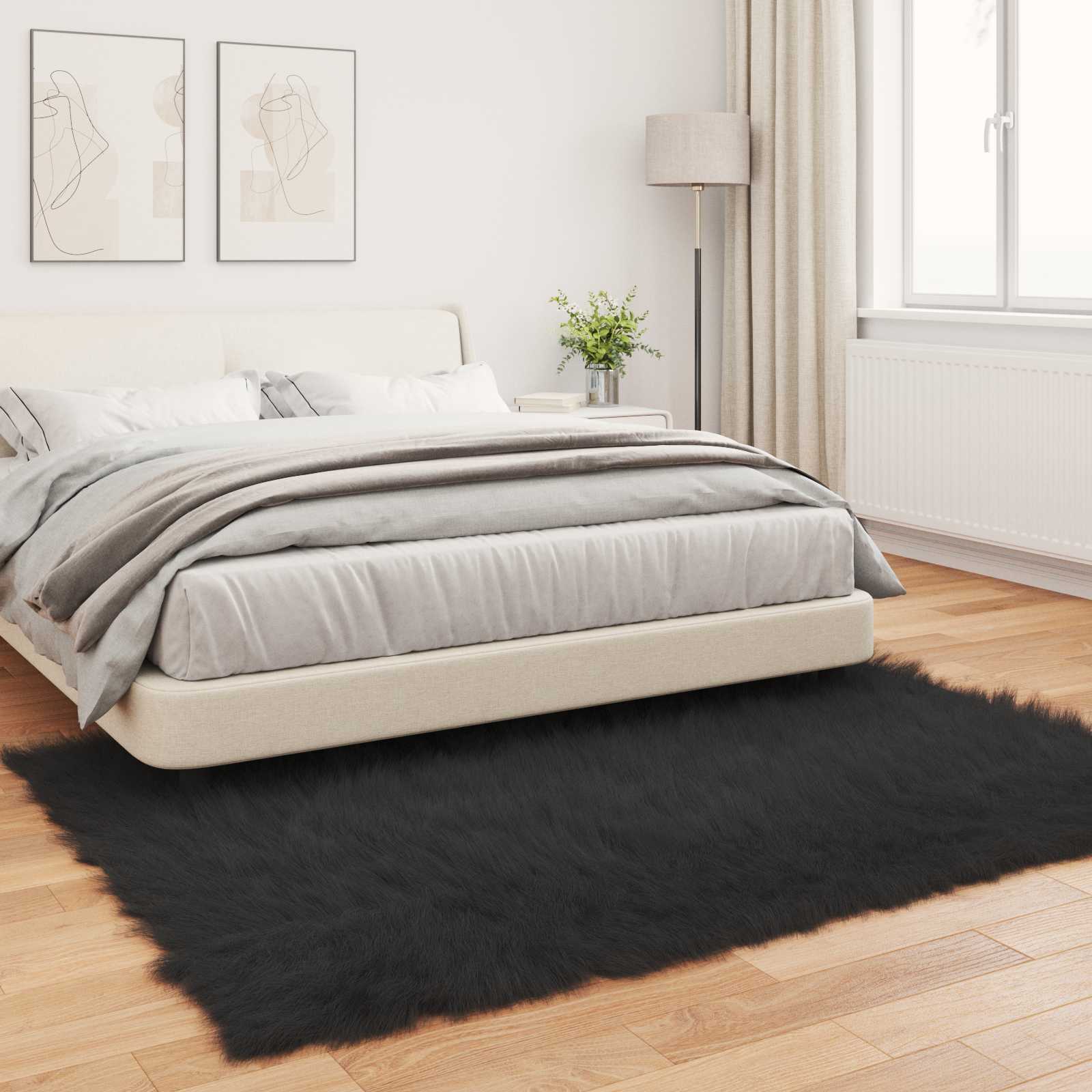 Tepih od umjetne ovčje kože TAFALLA Crna 140 x 200 cm Poliester