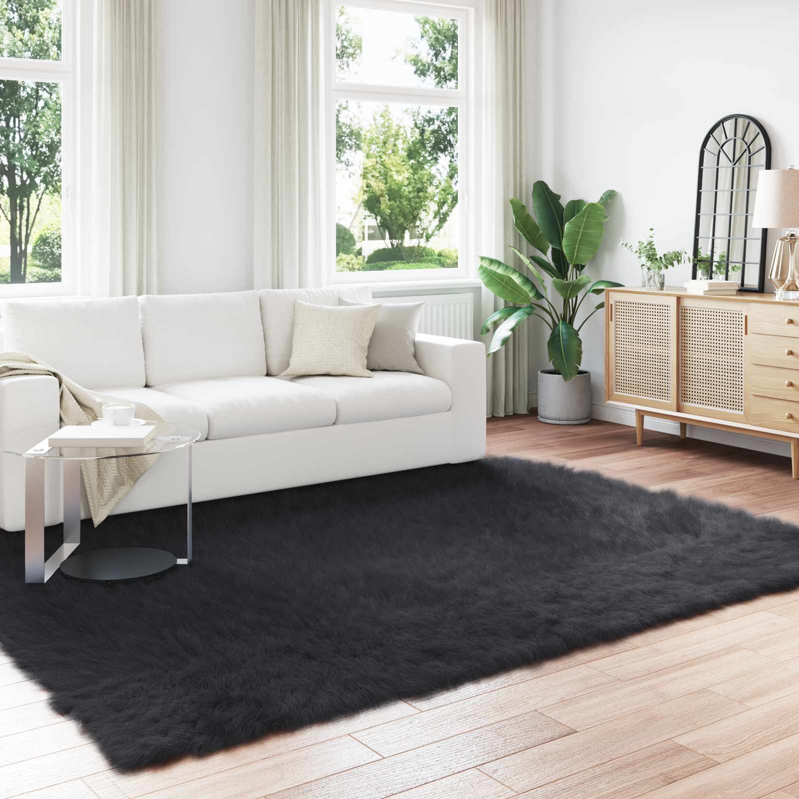 Tepih od umjetne ovčje kože TAFALLA Crna 200 x 280 cm Poliester