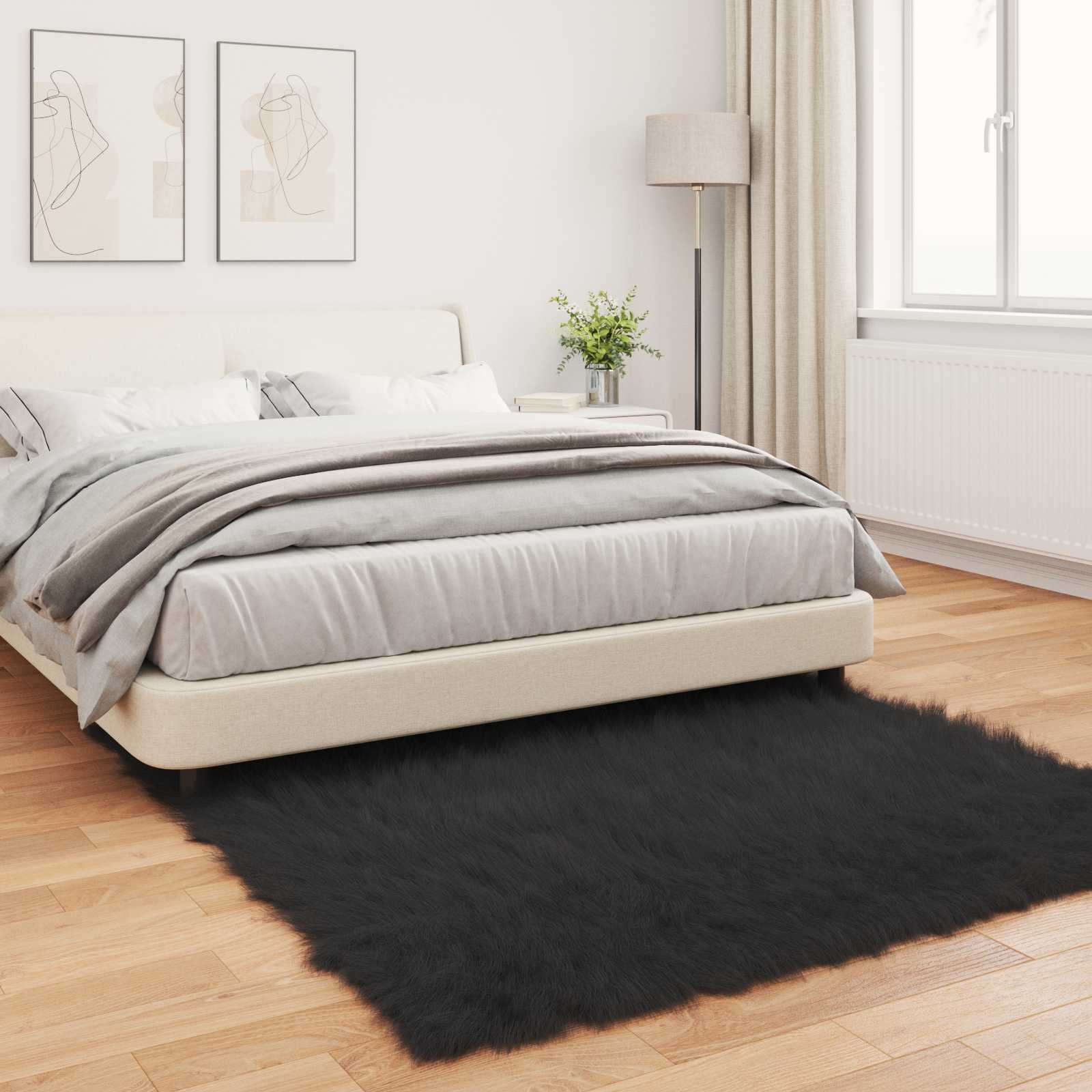 Tepih od umjetne ovčje kože TAFALLA Crna 120 x 120 cm Poliester