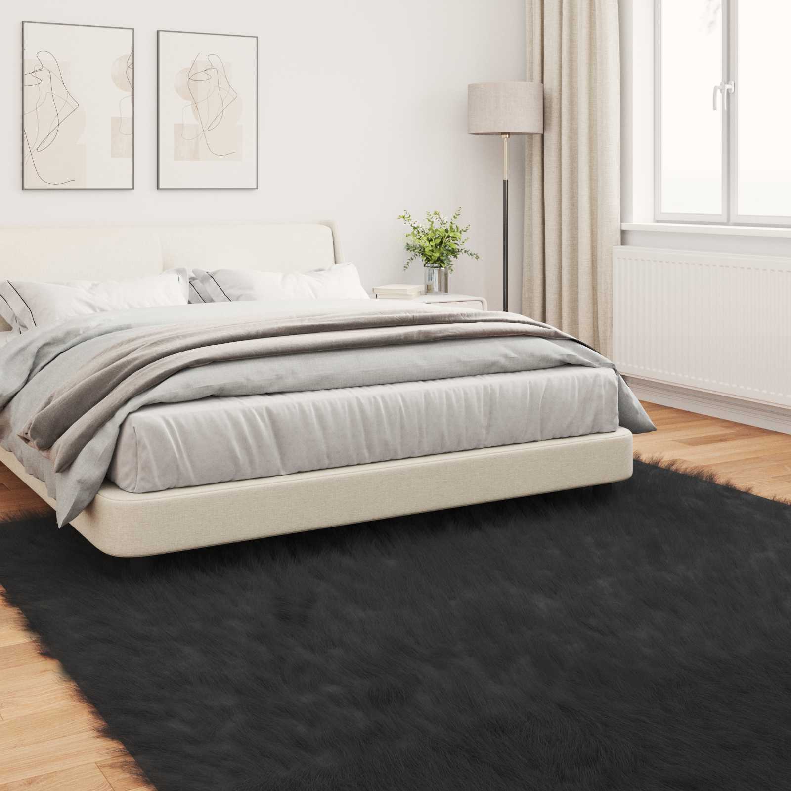Tepih od umjetne ovčje kože TAFALLA Crna 200 x 200 cm Poliester