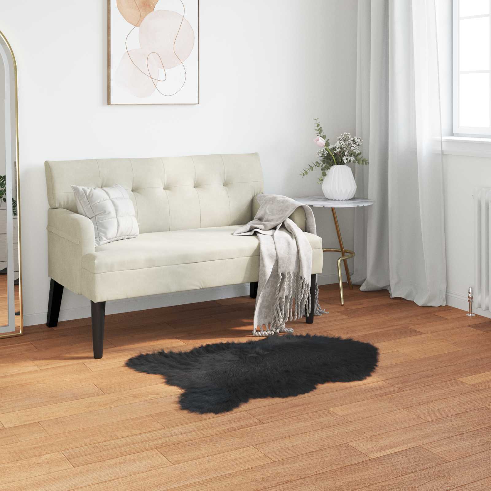 Tepih od umjetne ovčje kože TAFALLA Crna 80 x 120 cm Poliester