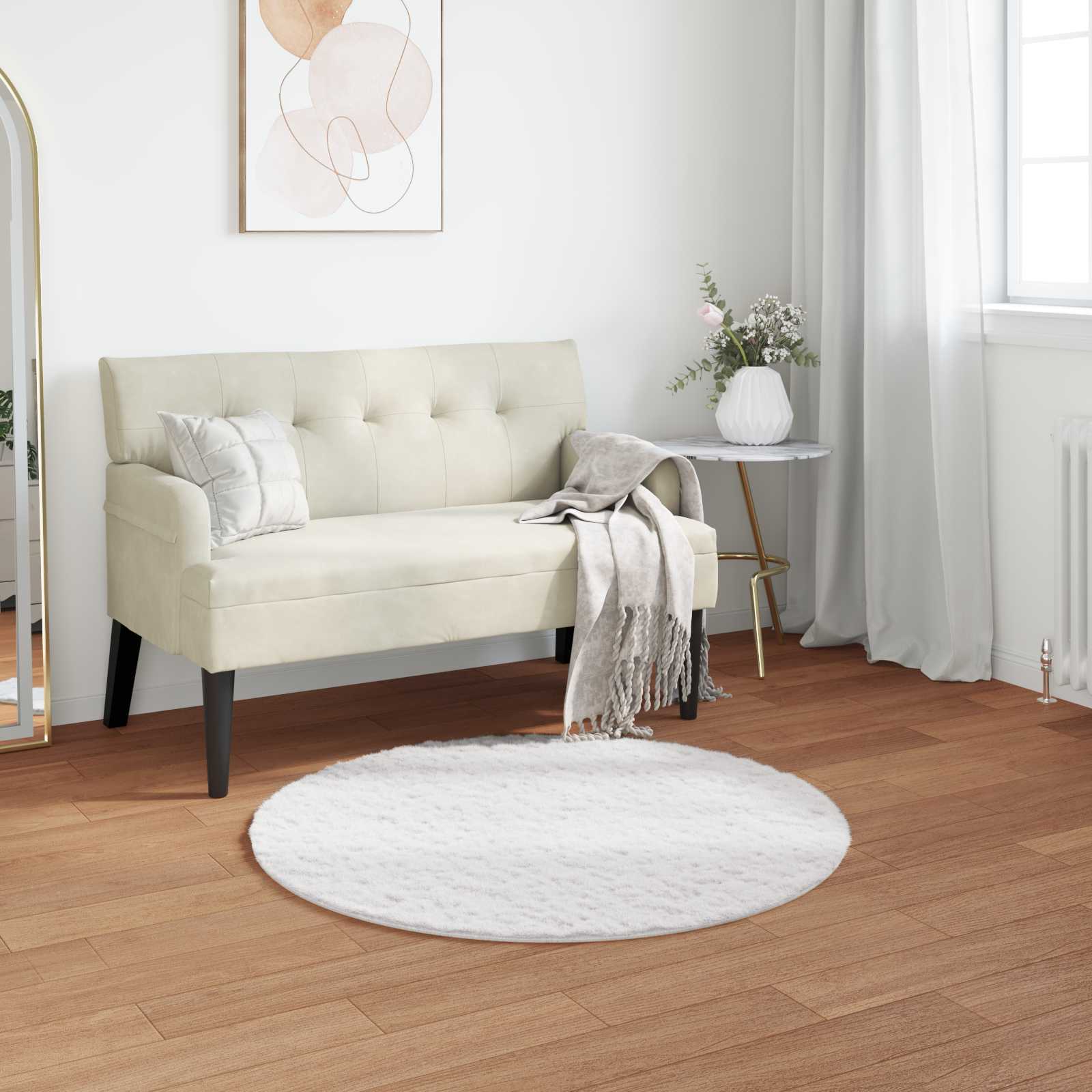 Protuklizni tepih od umjetnog zečjeg krzna OLITE Bijela Ø 80 cm