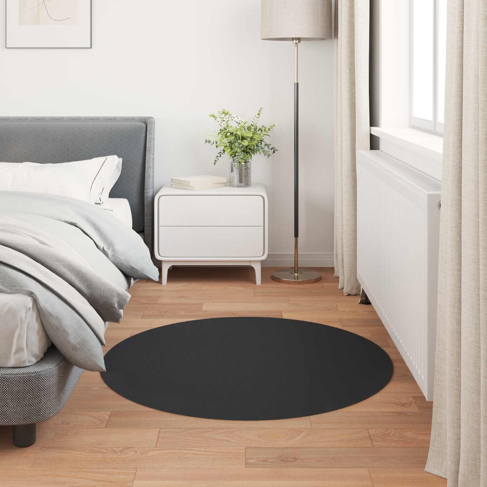 Protuklizni tepih od umjetnog zečjeg krzna OLITE Crna Ø 120 cm