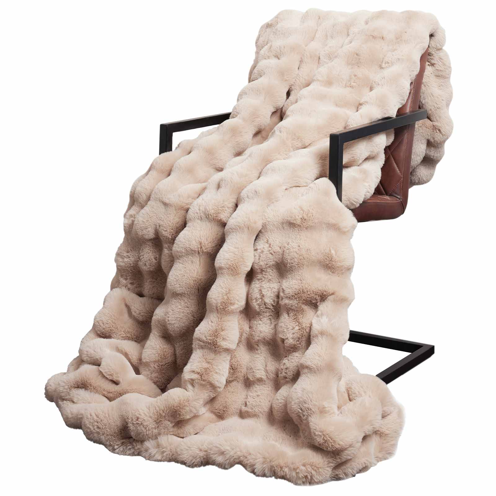 Protuklizna deka od umjetnog zečjeg krzna Olite Bež Poliester