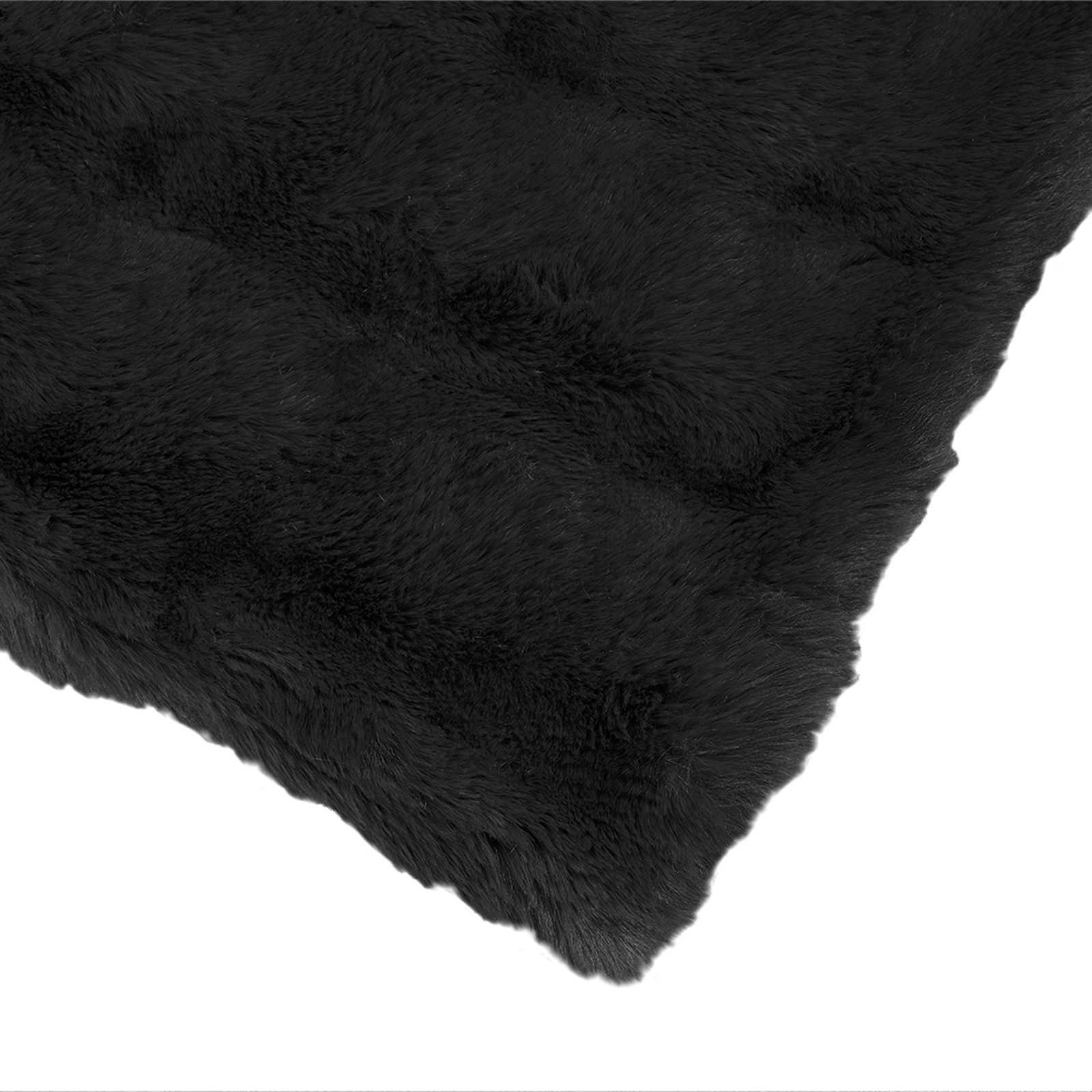Protuklizna deka od umjetnog zečjeg krzna Olite 4 pcs Crna
