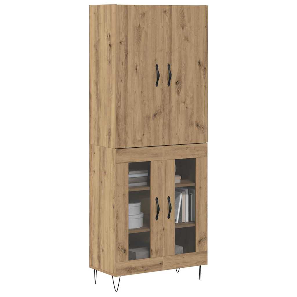 Highboard 2 pcs Umjetnički hrast Inženjersko drvo i staklo