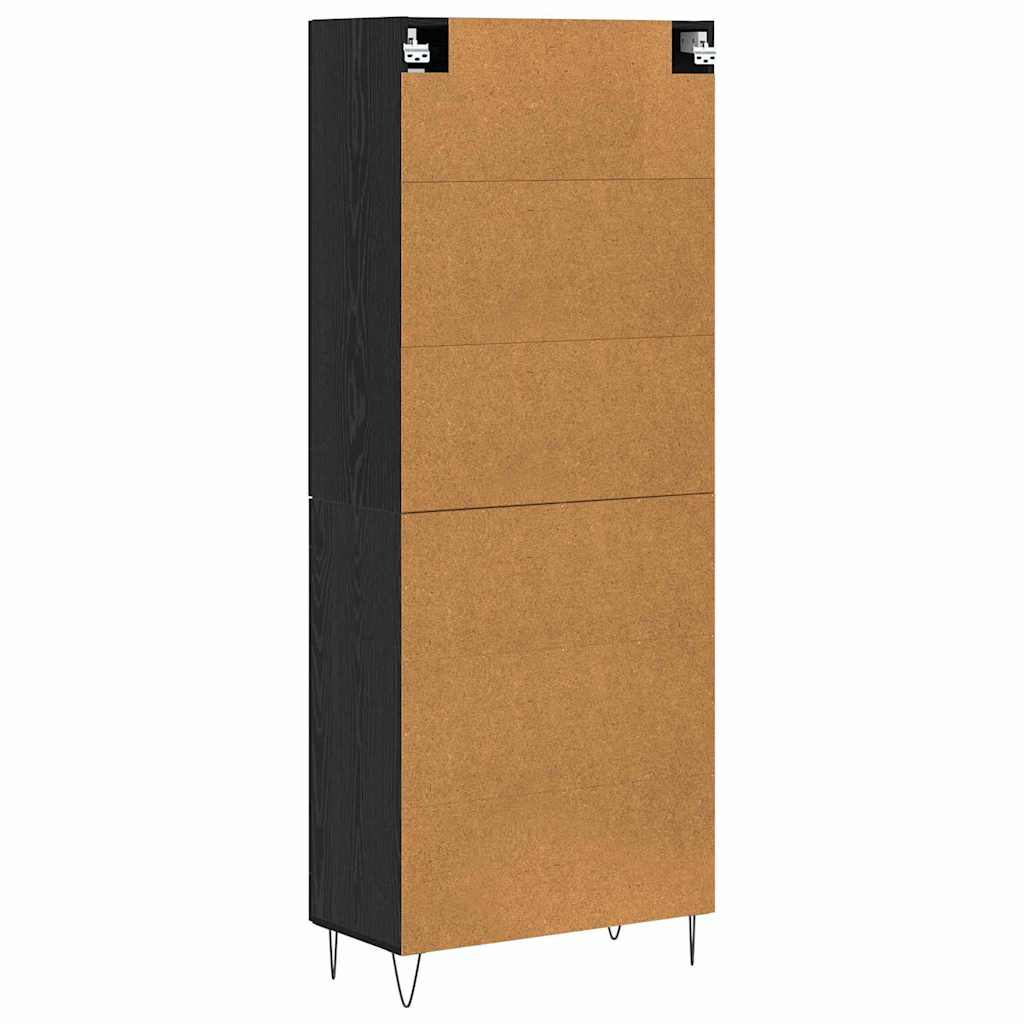Highboard 2 pcs Crni hrast Inženjersko drvo i staklo