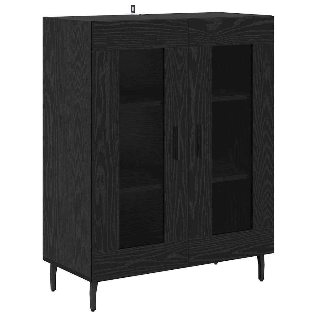 Highboard 2 pcs Crni hrast Inženjerska drva i staklo