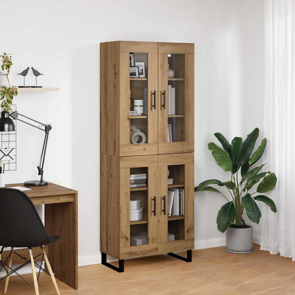 Highboard 2 pcs Umjetnički hrast Inženjerska drva i staklo