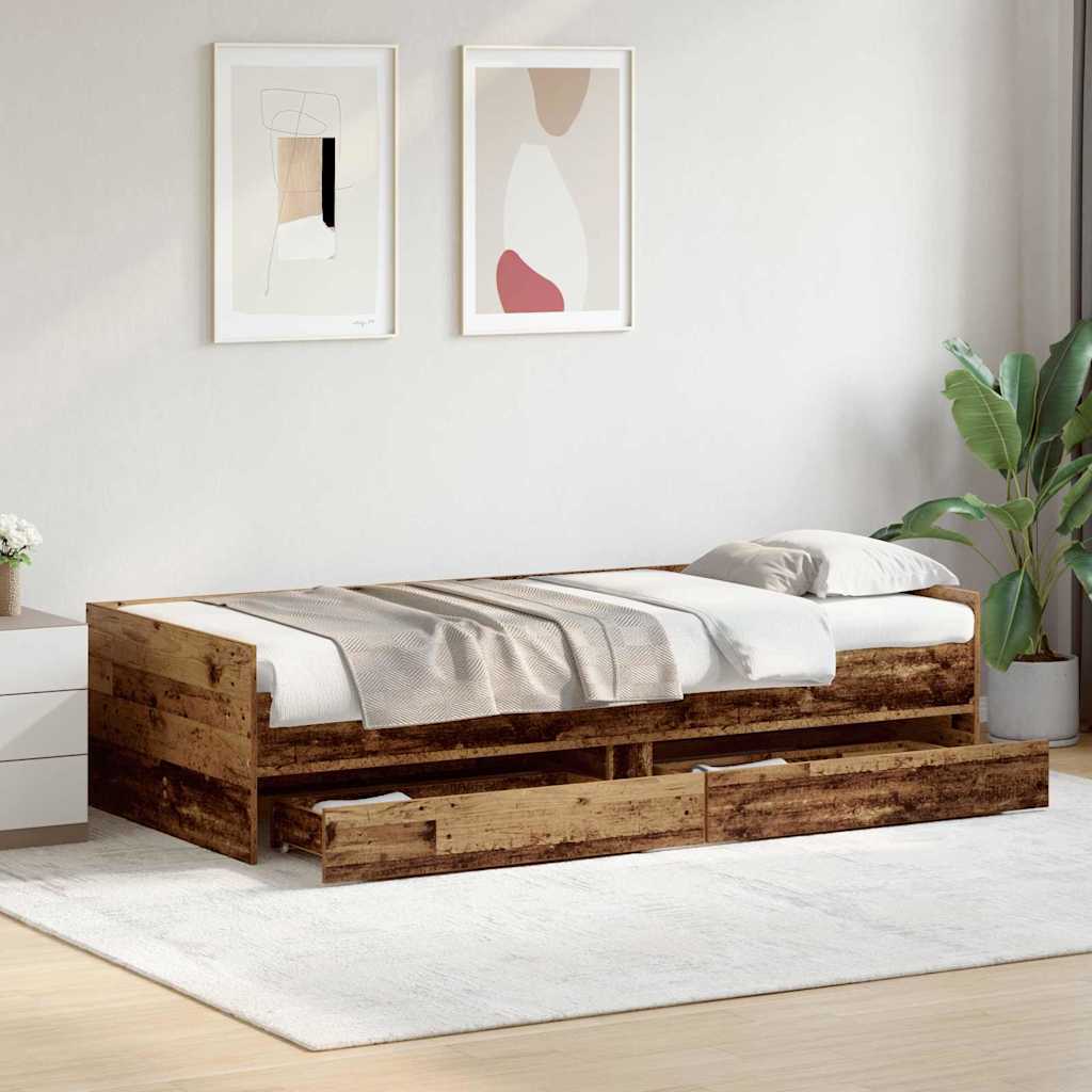 Krevetna konstrukcija Staro drvo 90 x 190 cm Čvrsto borovo drvo