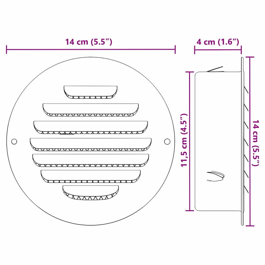Pokrov ventilacije 4 pcs Srebrno 125 mm Nehrđajući čelik