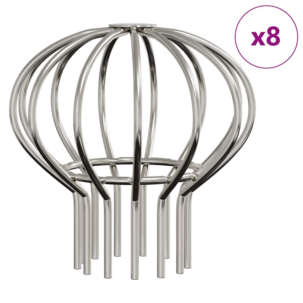Zaštita od lišća za žljeb 8 pcs Srebrno 75 mm Nehrđajući čelik