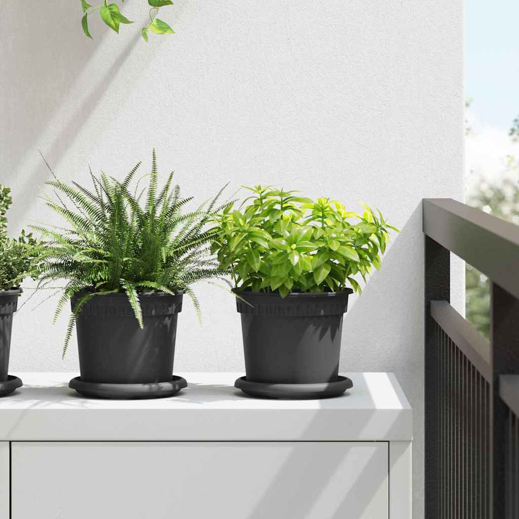 Okrugla saksija za cveće 6 pcs Crna Ø 15 x 12 cm Plastika