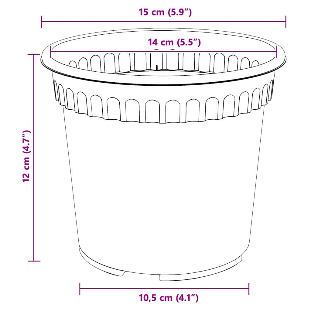 Okrugla saksija za cveće 6 pcs Crna Ø 15 x 12 cm Plastika
