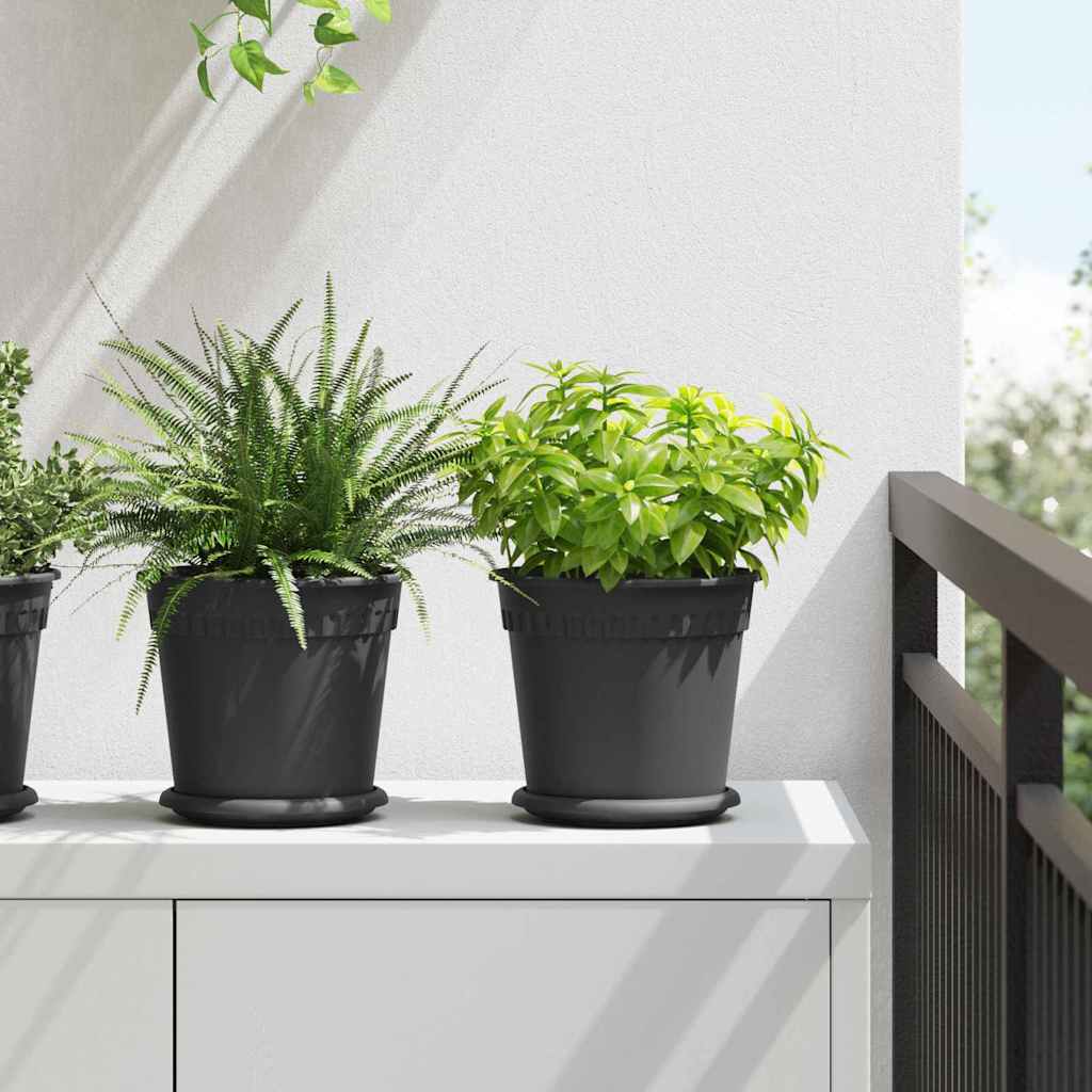 Okrugla saksija za cveće 6 pcs Crna Ø 19 x 16 cm Plastika