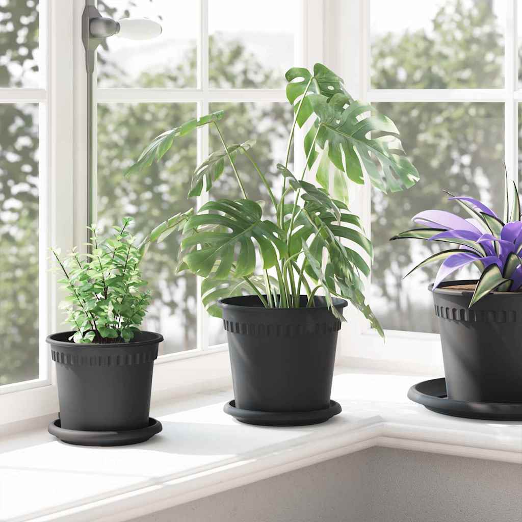 Okrugla saksija za cveće 24 pcs Crna Ø 17 x 14 cm Plastika