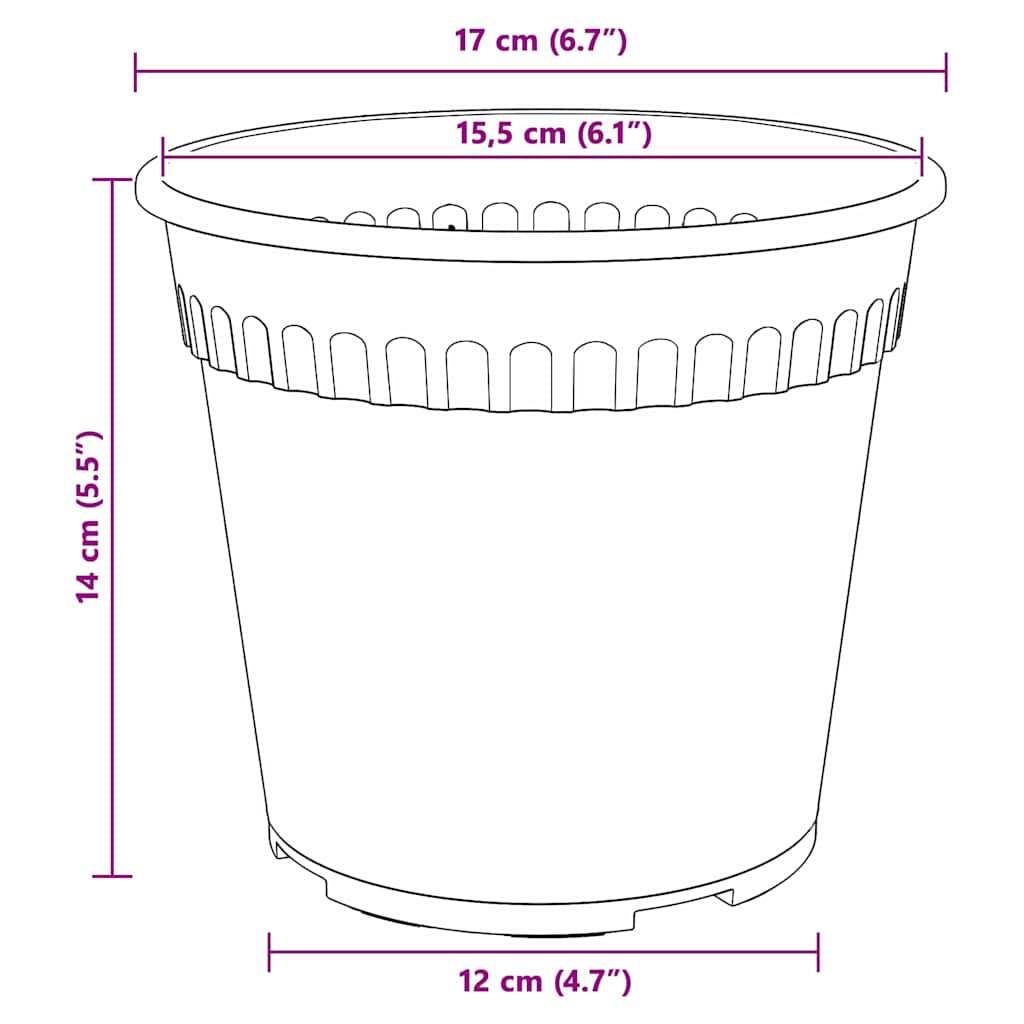Okrugla saksija za cveće 24 pcs Crna Ø 17 x 14 cm Plastika