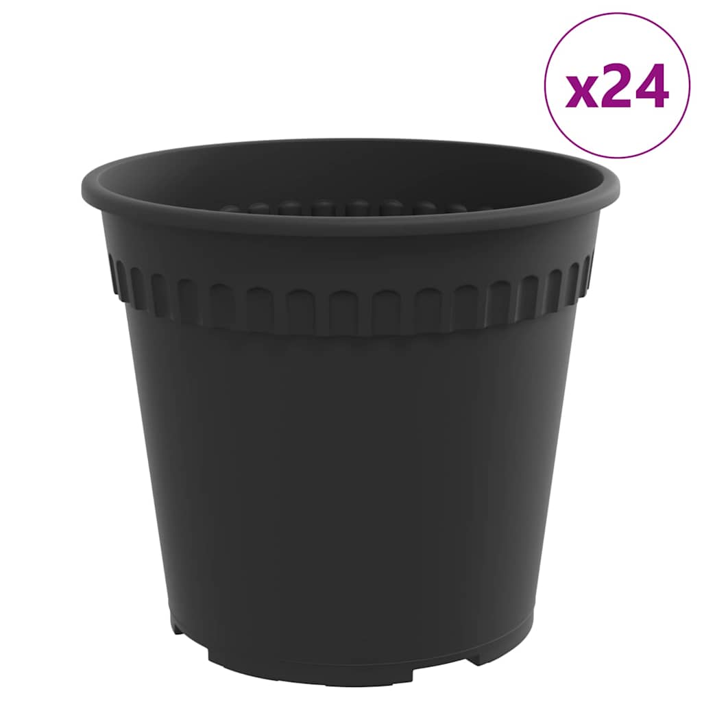 Okrugla saksija za cveće 24 pcs Crna Ø 19 x 16 cm Plastika