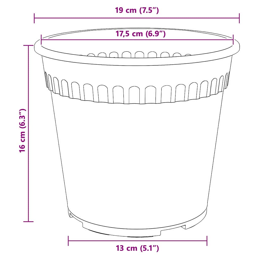 Okrugla saksija za cveće 24 pcs Crna Ø 19 x 16 cm Plastika