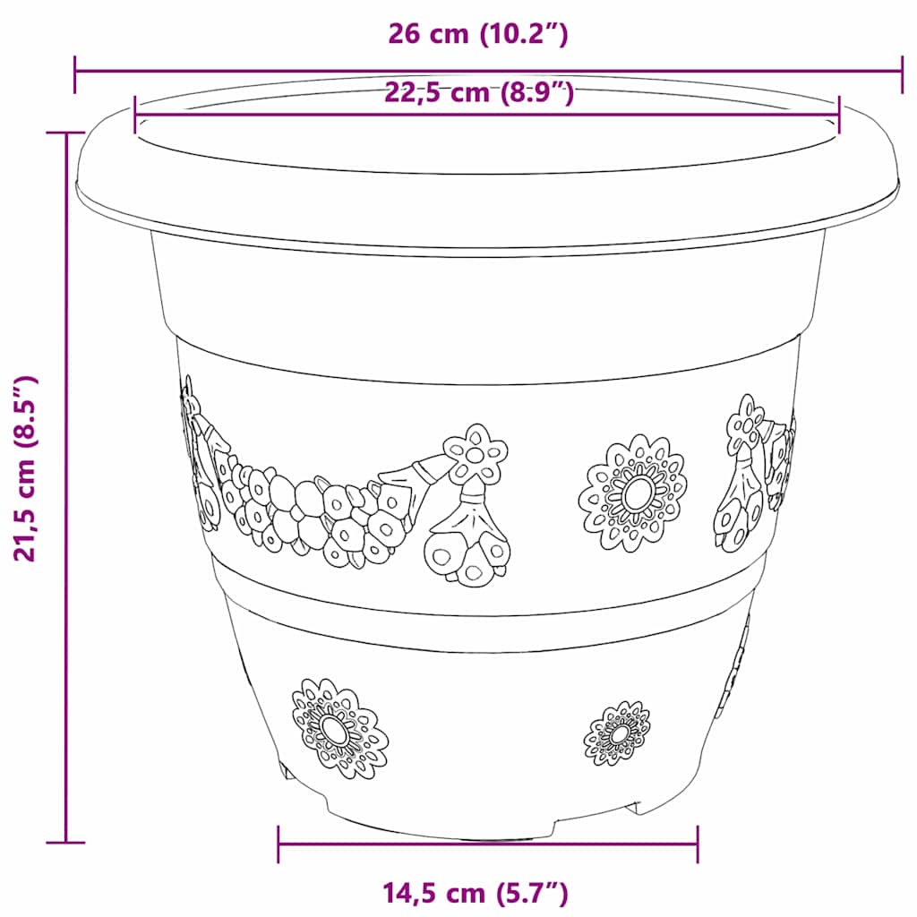 Okrugla saksija za cveće 6 pcs Crvena cigla Ø 26 x 21.5 cm