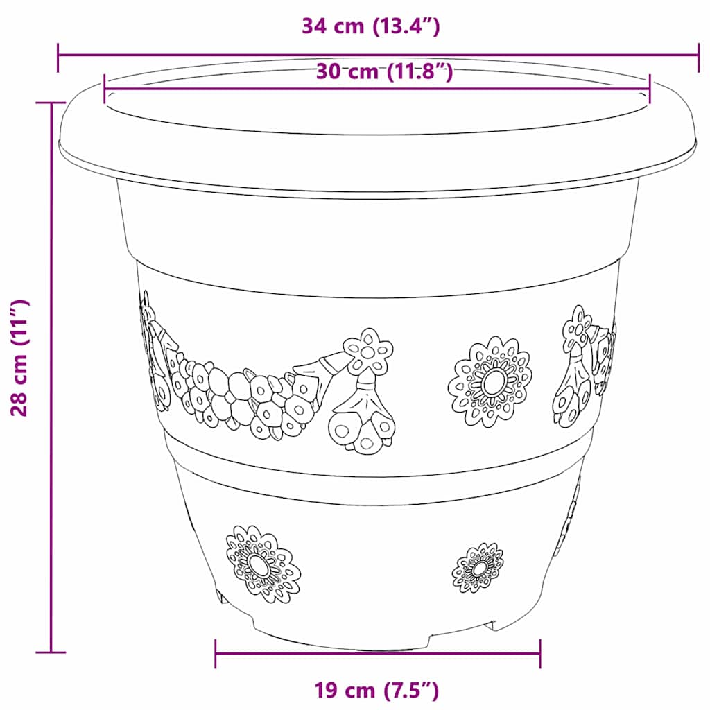 Okrugla saksija za cveće 6 pcs Crvena cigla Ø 34 x 28 cm
