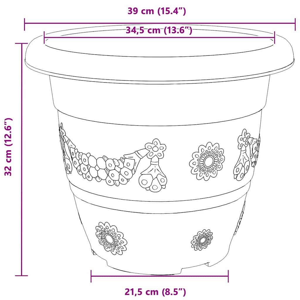 Okrugla saksija za cveće 6 pcs Crvena cigla Ø 39 x 32 cm