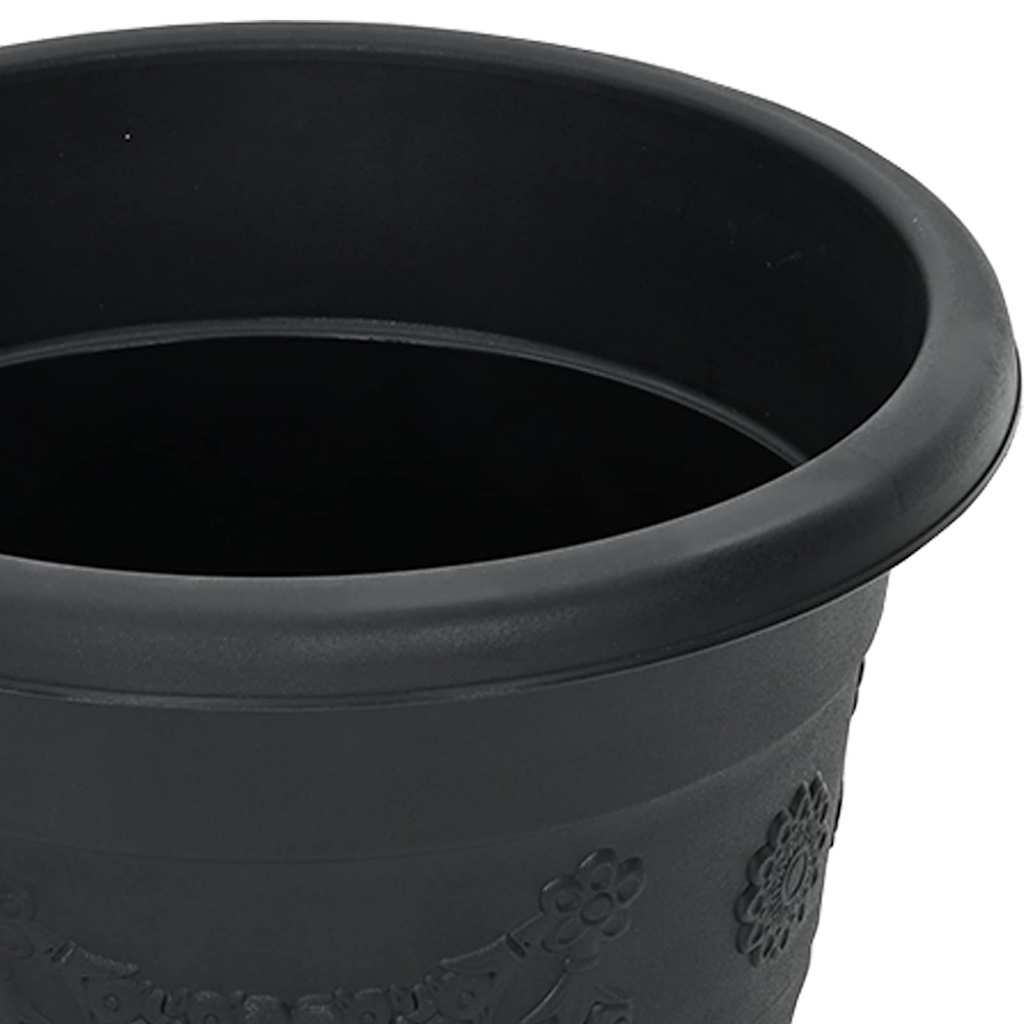 Okrugla saksija za cveće 6 pcs Crna Ø 22 x 18 cm Plastika