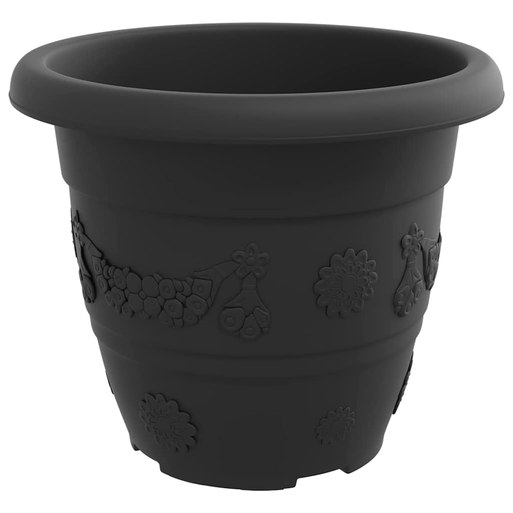 Okrugla saksija za cveće 6 pcs Crna Ø 26 x 21.5 cm Plastika