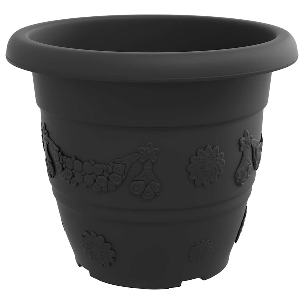 Okrugla saksija za cveće 6 pcs Crna Ø 34 x 28 cm Plastika
