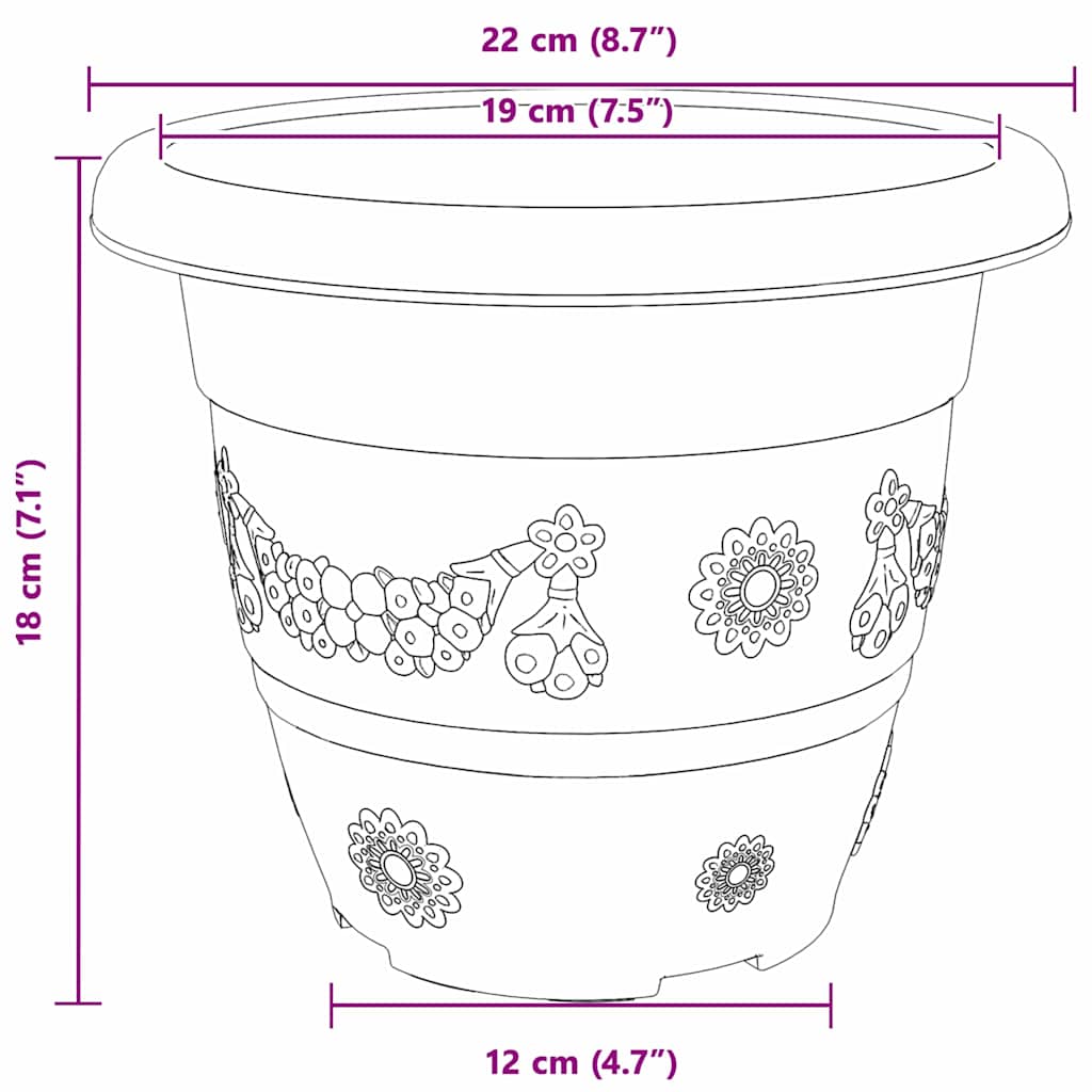 Okrugla saksija za cveće 24 pcs Crvena cigla Ø 22 x 18 cm