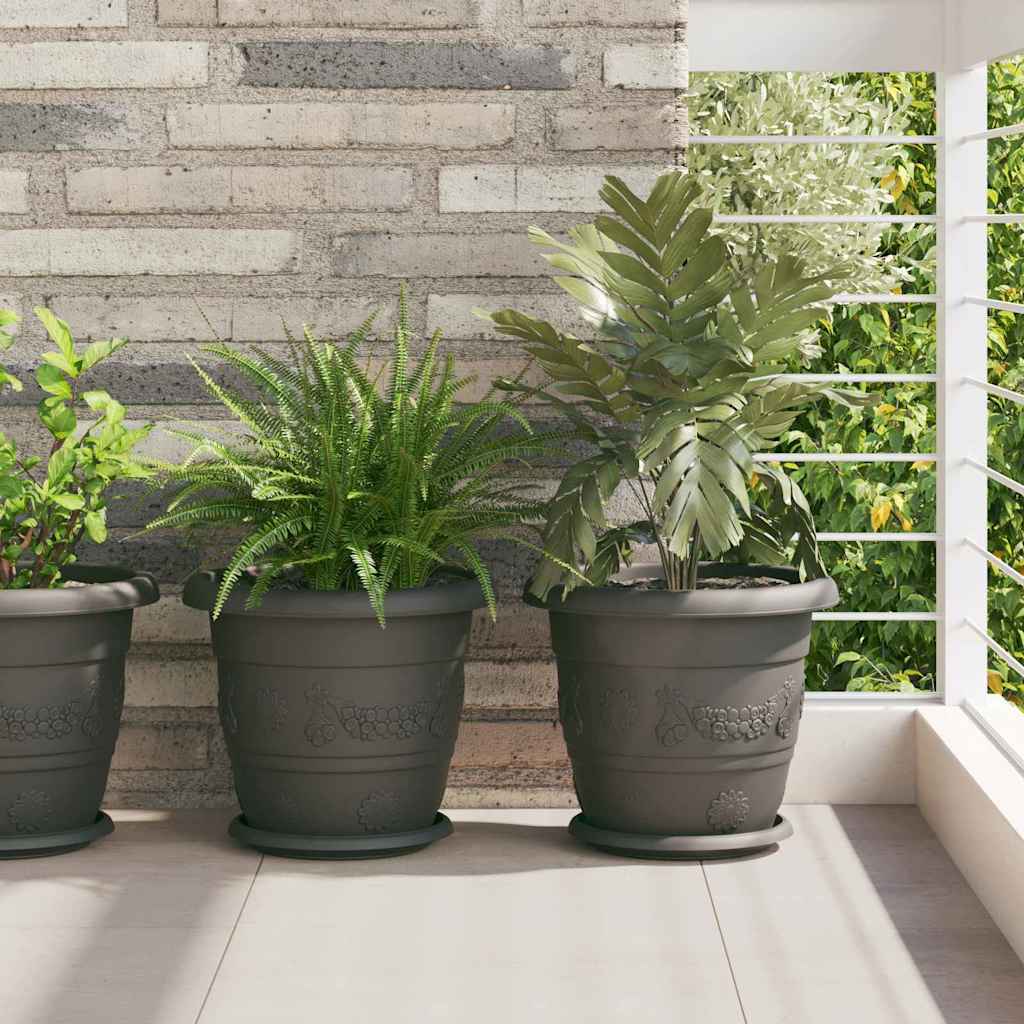 Okrugla saksija za cveće 24 pcs Crna Ø 30 x 25 cm Plastika